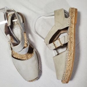 House of Harlow 1960 Suede Open Toe Espadrille Sandals Beige Grey Size US 6
